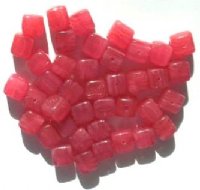 40 8x9mm Raspberry Pink Marble Cube Beads